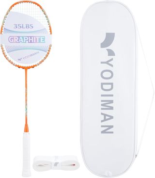 Raquette Simple Badminton Professionnelle YODIMAN - Cadre Double Carbone (Graphite 46T & Fibre de Carbone), Ultra-Légère pour Performance Exceptionnelle - Badminton Racket