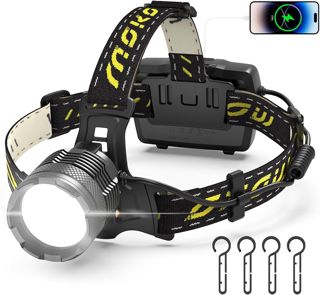 MoKo Lampe Frontale rechargeable 50000 lm, IP68, capteur