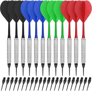 CyeeLife Lot de 12 fléchettes souples avec pointe en plastique avec 100 pointes en plastique pour cible de fléchettes électronique