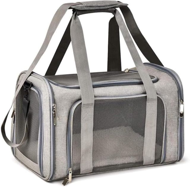 Miawouf Grand Sac Transport Chat, Sac Transport Chien, Caisse de Transport Chat avec Bandoulière Réglable, Matelas Chat et Petit Chien 51cm*33cm*33cm (Large), jusqu'à 8KG