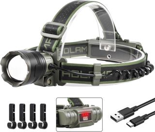 Lampe Frontale LED Ultra Puissante 90000 Lumens, Lampe Frontale Rechargeable avec 4 Modes et Avertissement Rouge, 5000mAh USB-C Lampe Torche Léger Étanche pour Camping Randonnée Pêche