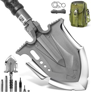 Zune Lotoo Pelle Pliante, Pelle Multifonctionnelle en Acier Martensitique Incassable, 28 en 1 Pelle Pliante avec 7 Angles Réglables, Pelle Portable pour Randonnée Camping Jardin, Annihilate F3