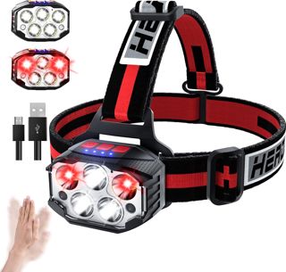 Lampe Frontale 1100 Lumens LED Rechargeable avec Capteur de Mouvement, 14 Modes Lampe Frontale avec Lumière Rouge, USB, 90° Réglable, Étanche IPX4 pour Running, Camping, Randonnée, Travaux de Nuit