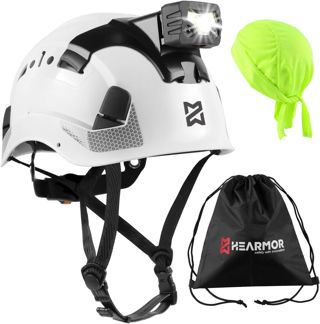 HEARMOR Casque de protection à LED en ABS - Casque forestier pour adulte - Certification EN397 et EN12492 - Absorption des chocs et résistance à la pénétration