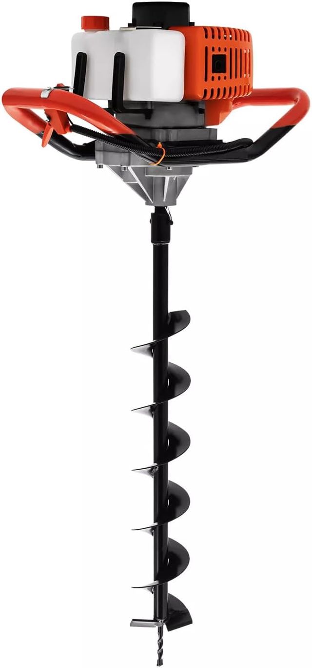 52-cm³-Moteur 2 temps pour tarière de sol pour clôtures, plantes et poteaux – Livré avec bits de 4 pouces, 6 pouces et 8 pouces, puissance de 2,4 CV et bits à changement rapide