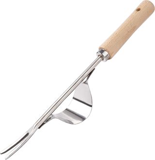 Désherbeur Manuel Garden Outil de Désherbage en Acier Inoxydable avec Poignée Bois Outil de Jardinage pour Désherber Votre Jardin 32cm de Long 1 Pièce