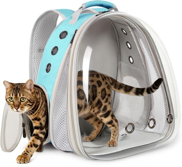 Sac à Dos pour Chat Interfashioner® avec Une capacité de 9 kg, Extension Avant avec fenêtre Bulle Transparente pour Transporter des Chats de Petite à Grande Taille.