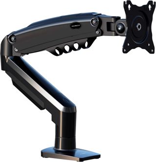 Invision Support Écran PC pour 19 à 32 Pouces, Réglage Hauteur sans Outil Bras avec Incline, Pivote et Tourne, VESA 75 et 100mm, Pince de Bureau, Capacité de Charge 2-9kg (MX200 Bras Simple)