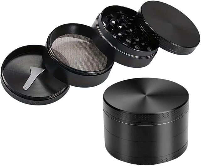 Grinder, Broyeur d'herbes, Grinder Moulin à Épicé en Zinc Alliage, Metal Hand Grinder avec tamis et dessus magnétique pour Le Broyage D'herbes Épices Plantes Feuilles