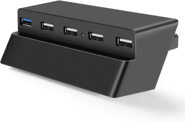 TNP 5 Port USB Hub pour PS4 Slim Edition - Adaptateur Haut Débit USB 3.0/2.0, Accessoires, Connecteur de Concentrateur d'Extension, Séparateur, Clavier, Chargeur, Souris, Portable, Prise