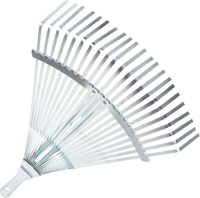 Tête de Râteau à Feuilles Réglable 22 Dents en Métal, Argenté