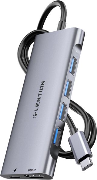 LENTION Hub USB C Cable Long 1M avec HDMI 4K@60Hz, 4 USB 3.0 5Gbps, PD 100W