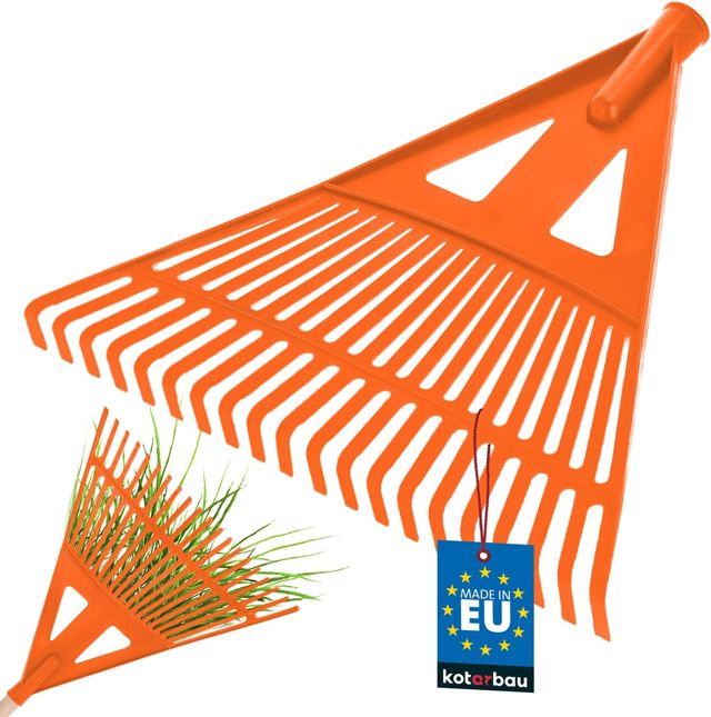 KOTARBAU® Rateau à Feuilles - Plastique - 37 cm - Orange - sans Manche - Râteau Jardin - Balai à Gazon - Ramasse Feuilles - Léger - Résistant - Entretien Jardin