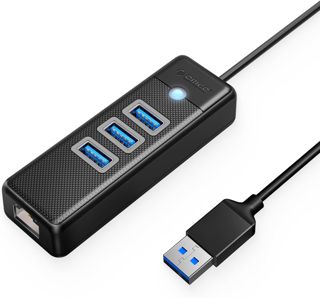 ORICO Hub USB vers Ethernet, Hub USB Ethernet 1Gbps avec 3 Ports Type-A 3.0, Extender réseau USB-A avec câble de 100 cm pour Windows 10, 8.1, Mac OS, Laptop