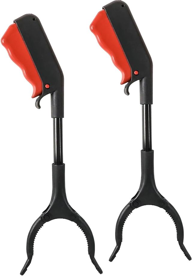 YUNYU Lot de 2 pinces à ordures légères en fer de 30 cm – Pinces portatives pour une collecte facile des déchets à la maison, au balcon, dans la salle de bain
