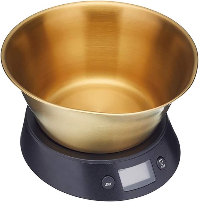 MasterClass - Balance de Cuisine Numérique, Haute Précision avec Fonction Tare et Unité de Mesure, Acier Inoxydable Effet Laiton, Capacité de 5kg