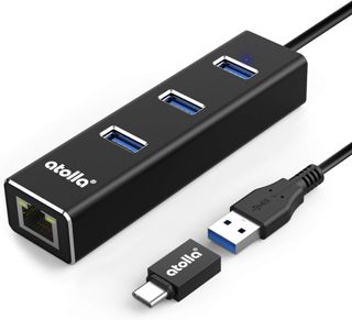 atolla Adaptateur LAN USB - Hub USB en Aluminium avec 3 Ports USB 3.0 et Adaptateur réseau RJ45 Gigabit Ethernet - Adaptateur USB Ethernet avec Adaptateur USB C pour Windows 10, 8.1, 8, 7, Vista, XP,