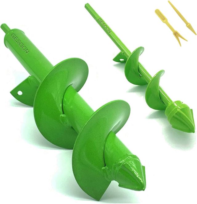 2 Pièces Mèche Jardin Tarière Ø 80 et Ø 40 mm, Tariere pour Perceuse avec Tête en Spirale Robuste, Tariere Electrique Outil de Plantation pour Faire Rapidement Trou et Planter des Fleurs Arbres