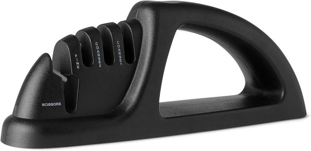 Amazon Basics Aiguiseur de Couteaux 4 en 1, Base Antidérapante, Gant de Sécurité Inclus