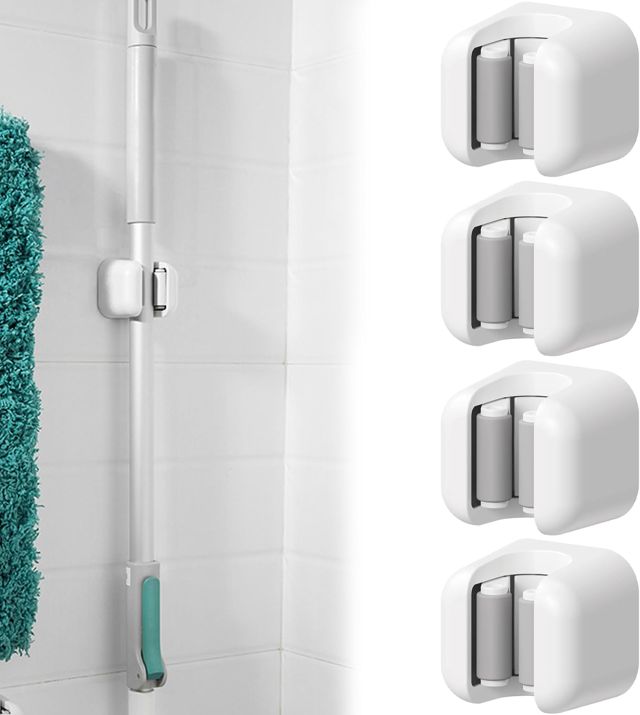 WUBAYI Lot de 4 supports muraux robustes pour serpillères, balais et outils, support mural pour cuisine, salle de bain, garage et jardin