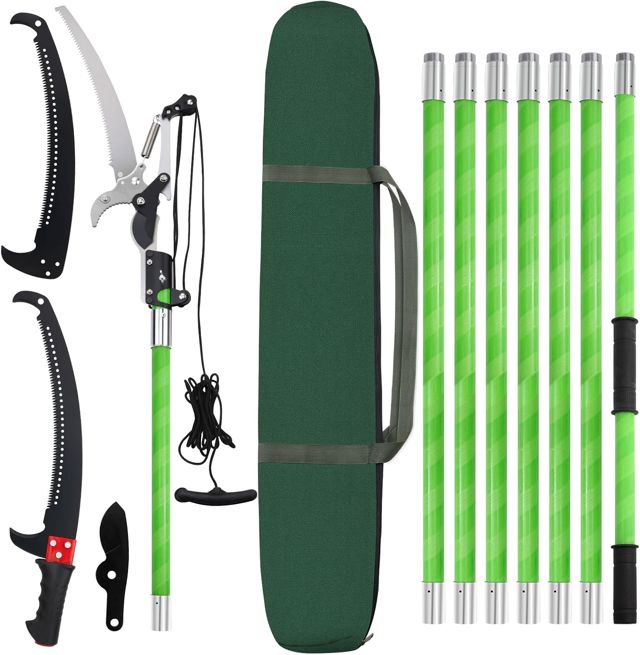 Scie à Élaguer Télescopique, Scie avec Manche Télescopique 8m,Coupe Branche Telescopique,Outils de Jardin pour Palmiers, Arbustes et Grands Arbres