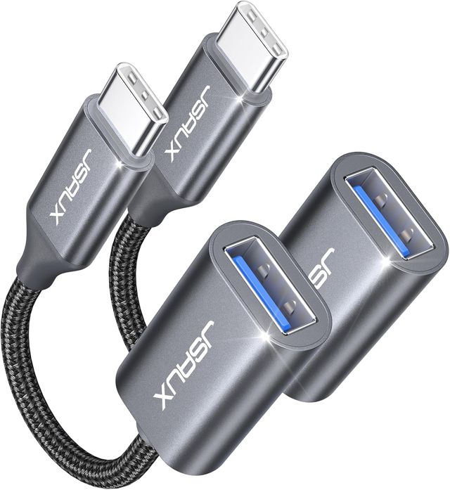 JSAUX Adaptateur USB C vers USB 3.0, OTG Câble Nylon Tressé-Lot de 2 Gris