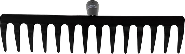 Amig - Râteau de jardin | Râteau métallique en acier avec 12 dents robustes pour ratisser et travailler la terre | Outils de jardin et de jardin en couleur noire | Dimensions : 300 mm.