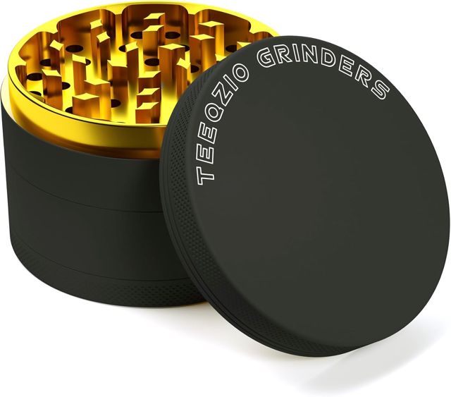Grinder Grand Concasseur Ø 75mm, Alliage d'Aluminium 4 Pièces pour Épices, Assaisonnements, Herbes avec Racloir à Pollen & Pinceau (Gris)