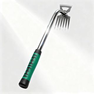 Rateau de Désherbage, 6 Dents Desherbeur Manuel, avec Tête de Pelle en Forme de Croissant Désherbeur Manuel, Lame de Scie en Acier Râteau de Désherbage, pour le Désherbage du Jardin, la Tonte