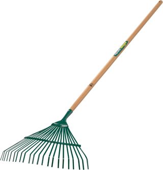 Leborgne - Balai à Gazon Fil Plat 22 Dents - Manche Bois Certifié PEFC 100% - Outil Jardinage pour Ramassage et Scarification Pelouses et Allées - 44 cm - Léger 0,44 kg