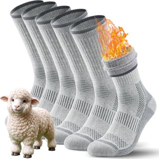TANSTC Chaussette de Randonnée en Laine Mérinos pour Femme Chaussette de Marche Sportive Anti-ampoules, Respirantes, Negro/Couleur/Gris, 3 Paires