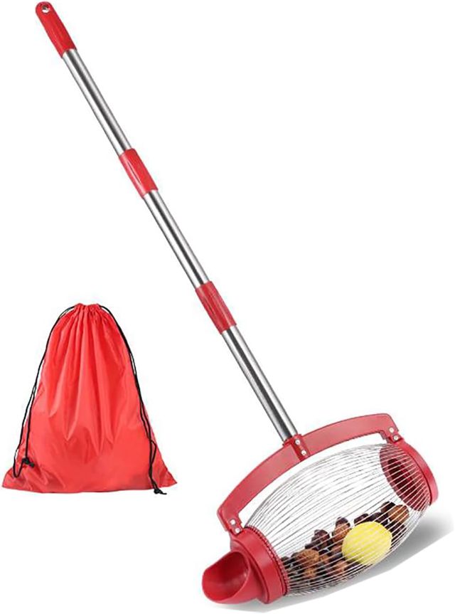 57 Pouces Réglable Collecteur d'écrous Sélecteur de Noix avec Sortie à basculement Direct, Récolteuse de Fruits Ramasser de Noix Outils de Jardinage pour Crabe Châtaigne Balle Le Gland Golf