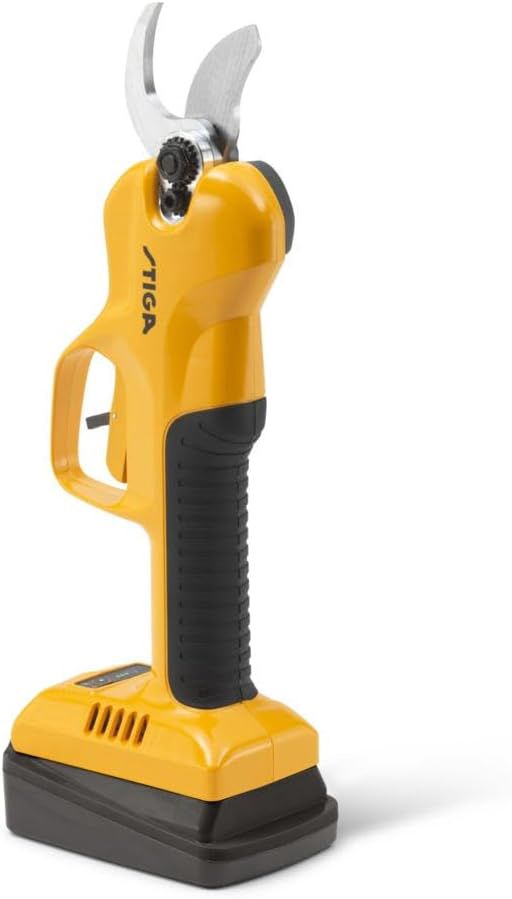 STIGA PR 100e Scie d'élagage 20V 2Ah, coupe jusqu'à 120 brins, légère, lubrification automatique, batterie et chargeur inclus, compatible perche.