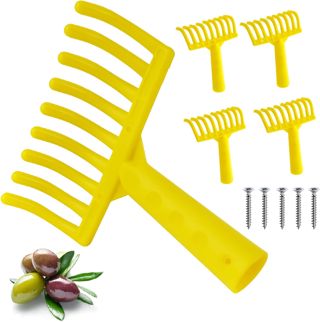 Crisalide® - 5x Râteau Peigne pour Olives, 9 Dents en Plastique, Attachement Conique pour Manche Universel, en Plastique Jaune PROFESSIONNEL