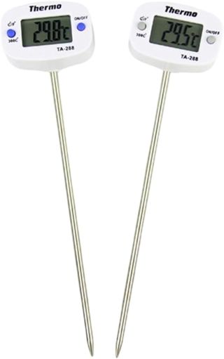 EasyByMall Lot de 2 thermomètres de cuisson numériques à viande avec sonde de 15 cm, ABS et acier inoxydable pour barbecue, grill, pâtisserie, cuisine et utilisation en extérieur