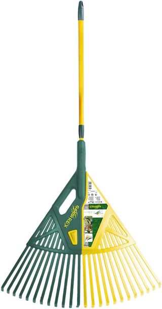 Gardi Rex Râteau à Feuilles avec Manche télescopique, Outil de Jardin comme râteau à Foin et Balai à Feuilles, aspirateur à Feuilles Alternative, râteau à Gazon Jaune Vert/Jaune