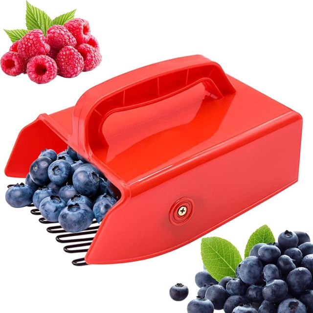 22 x 14 x 7.5cm Moissonneuse Mûres, ﻿Peigne Myrtilles Métallique, ﻿Cueilleur Baies Plastique, Ramasse Fruits pour Cueillette Groseilles, Cassis, Canneberries, Gallons, Lingonberries (Rouge)