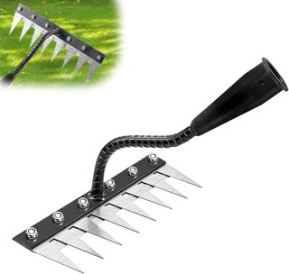 Rateau De DéSherbage,8 Teeth Rateau De Jardin en Acier Au Carbone