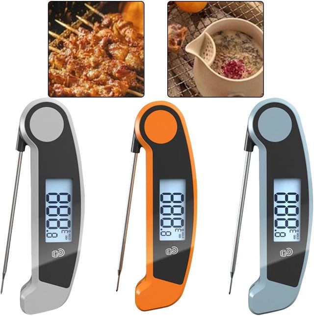 EasyByMall Thermomètre à viande numérique pliable avec sonde rotative à 180 °, thermomètre alimentaire à lecture instantanée pour la cuisine, la cuisson, les grillades, outil de cuisine étanche IPX5
