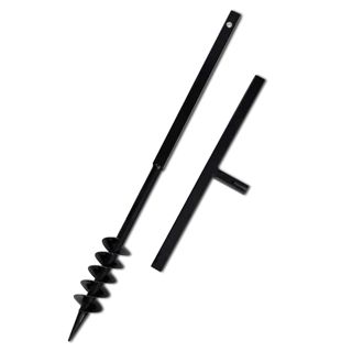 vidaXL Bêche et Tarière Manuelle 120 mm Double Spirale Acier Noir Outil Jardin