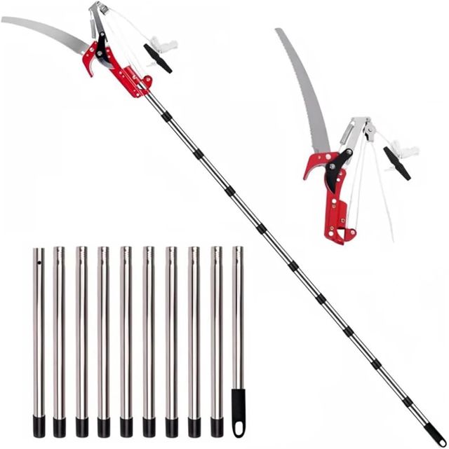 NEWFUN Scie d'élagage manuelle, réglable en hauteur sur 4 m, 1 scie pour 2 utilisations, Couper des arbres et des arbustes denses sans échelle, sécateur manuel pour branches hautes