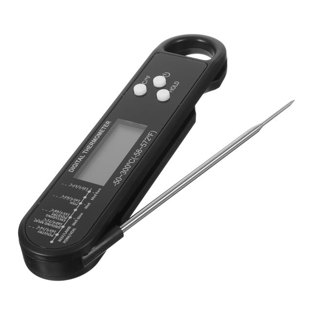 PRETYZOOM Thermomètre à Viande Numérique Pliable en Acier Inoxydable Écran Lcd Haute Précision pour Barbecue Cuisine, Plage de Température 50 à 300°c, Magnétique et Compact