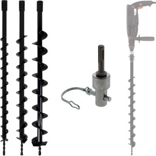 Lot de mèches de tarière Ø 40, 60 et 80 mm avec Adaptateur perceuse et perforateur SDS-Plus