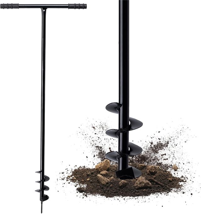 KADAX Tarière Manuelle avec Poignée en Métal, Outil de Jardinage à Main pour Creuser des Trous, Planter des Arbres et Installer des Clôtures (150 mm)