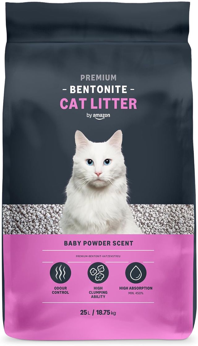 by Amazon Litière pour Chat Premium avec Bentonite, Parfum Talc, 10L (1 Paquet)