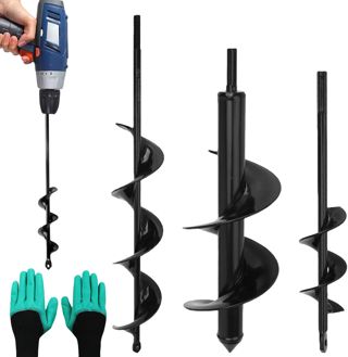 3PCS Tariere pour Perceuse, 8×30cm 4×22cm 4×42cm Tarière, Meche Tariere, Tarière Thermique Foret Hélicoïdal de Jardin Fournissez 1 Paire de Gants pour Creuser des Trous et Cultiver en Profondeur