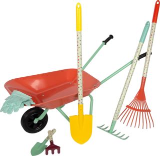 Small Foot Grand kit de Jardinage avec brouette « Tiny Garden », Outils et Gants de Jardinage, dès 3 Ans, 12819