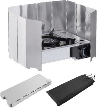 Pare-Vent Pliable Aluminium, 12 Plaques Pare-brise de Réchaud de Camping