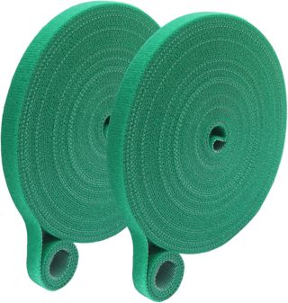 2 Rouleaux de Bande Auto-Agrippante 10mm x 10m, Bande Scratch, Attaches Réutilisables pour Plantes Grimpantes, Tuteur et Jardin, Vert Gazon