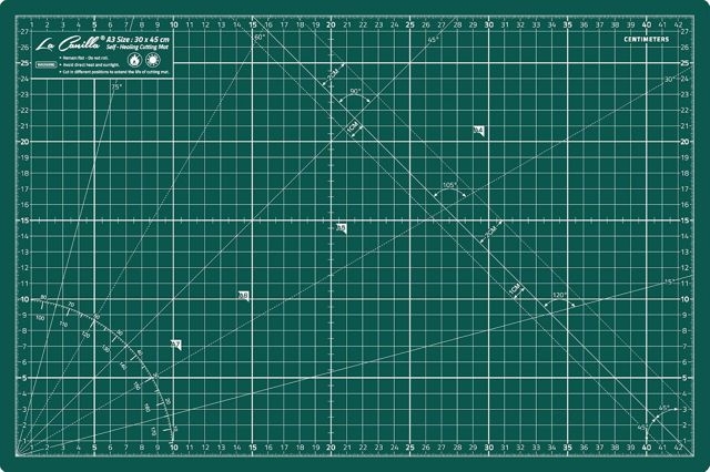 La Canilla Tapis de Découpe Auto-Cicatrisant A3 (45 x 30 cm - 18x12") Self-Healing Cutting Mat Planche Coupe pour Couture Patchwork Modelisme Cutter | Marqué en Centimètres et en Pouces